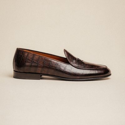 Del Toro Shoes Men's Chocolate Full Croc Milano Loafer – product view 5