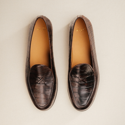 Del Toro Shoes Men's Chocolate Full Croc Milano Loafer – product view 6