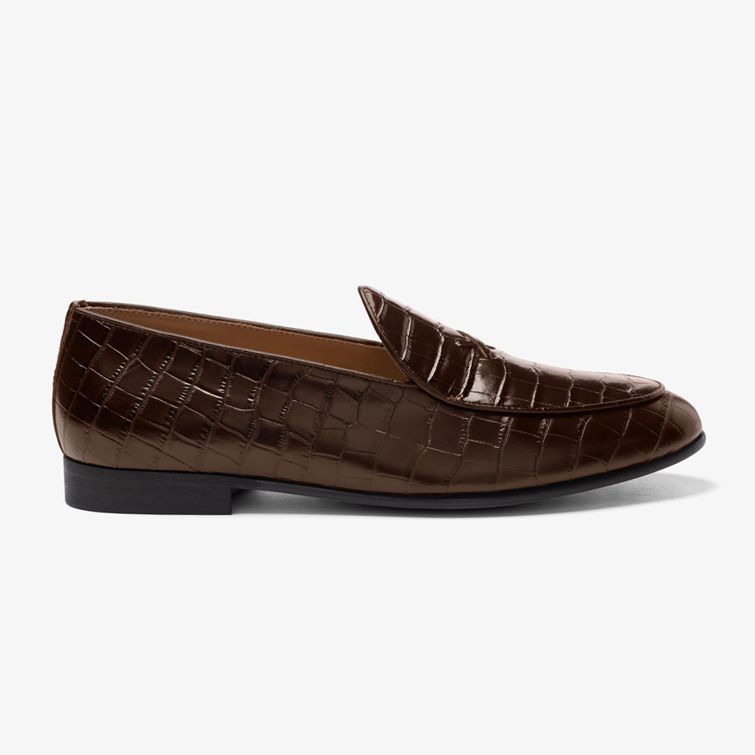 Del Toro Shoes Men's Chocolate Full Croc Milano Loafer