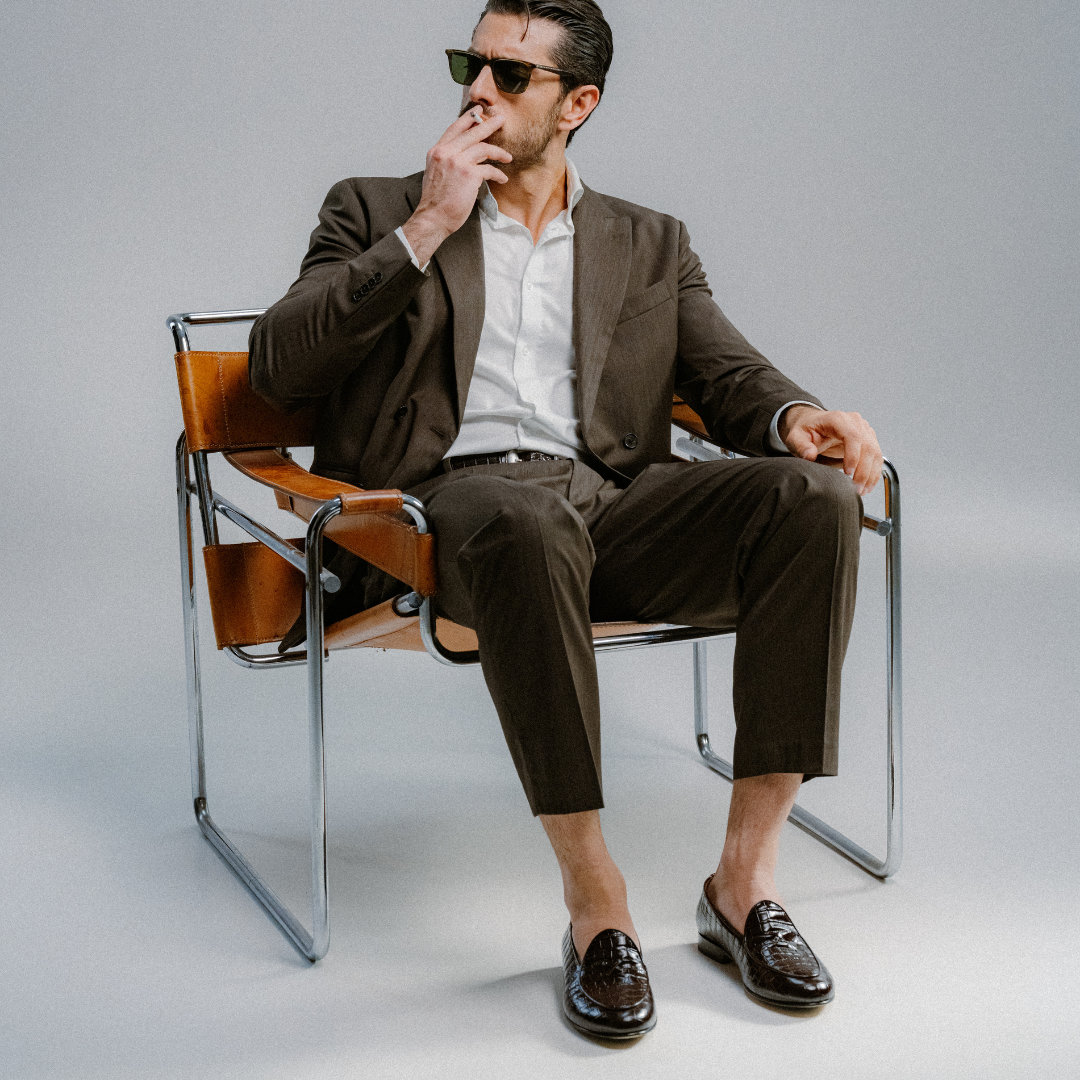 Del Toro Shoes Men's Chocolate Full Croc Milano Loafer – product view 4