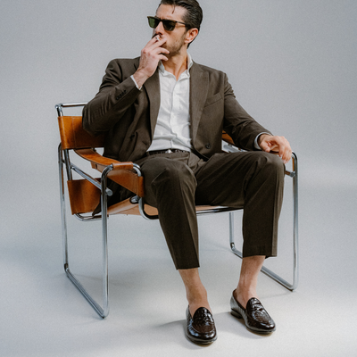 Del Toro Shoes Men's Chocolate Full Croc Milano Loafer – product view 4