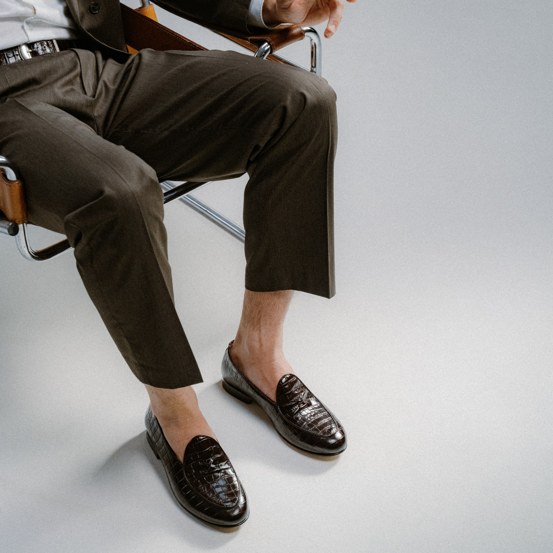 Del Toro Shoes Men's Chocolate Full Croc Milano Loafer – product view 2