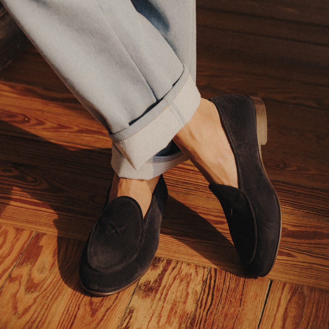Del Toro Shoes Men's Navy Suede Milano Loafer