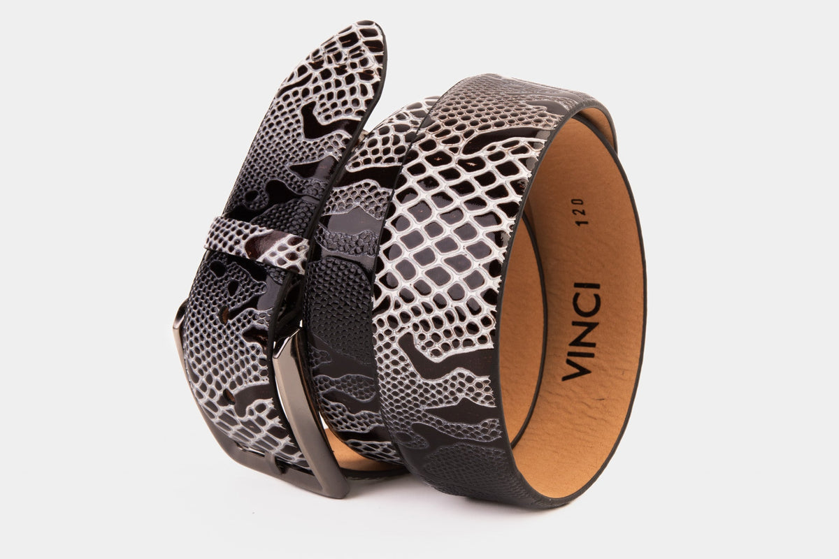 Vinci Leather The Milano Black/White Leather Belt Limited Edition – product view 3