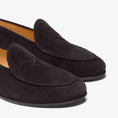 Del Toro Shoes Men's Black Suede Milano Loafer