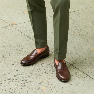 Del Toro Shoes Men's Brown Leather Milano Loafer – product view 7