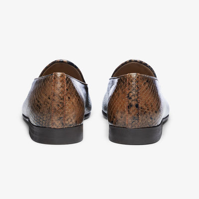 Del Toro Shoes Men's Brown Snakeskin Milano Loafer