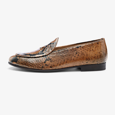 Del Toro Shoes Men's Brown Snakeskin Milano Loafer