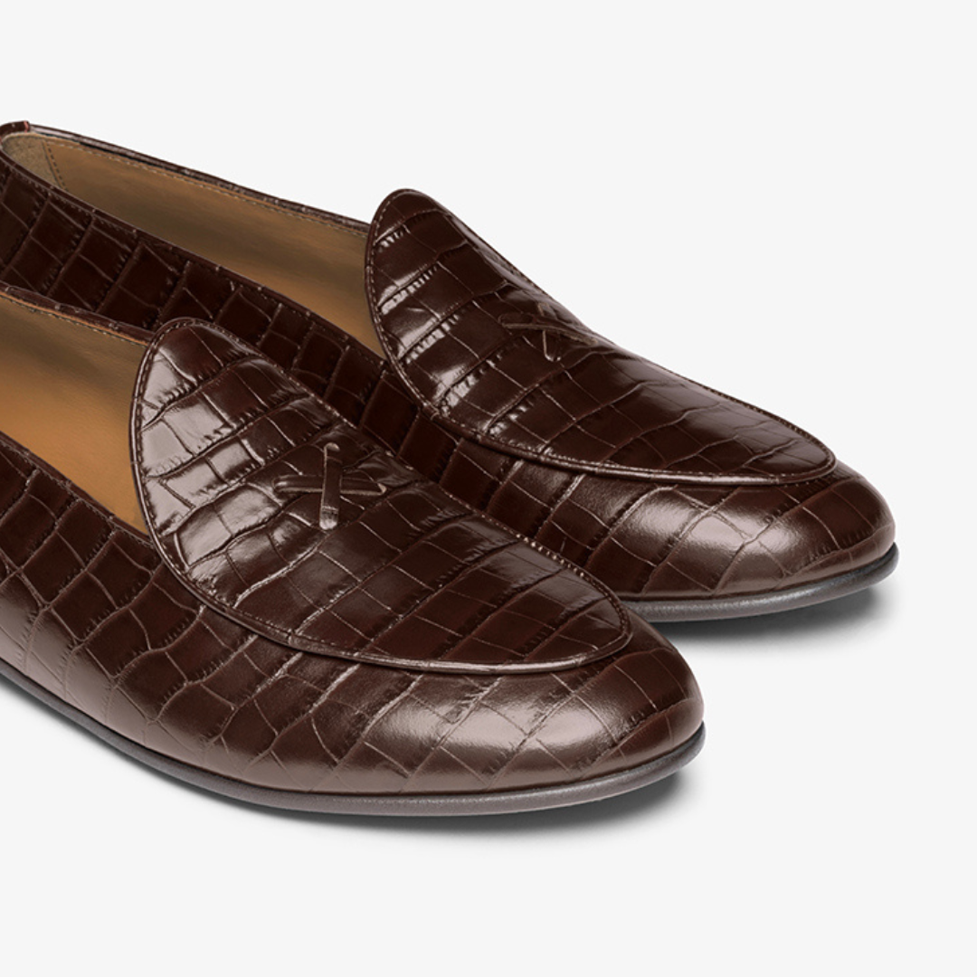 Del Toro Shoes Men's Chocolate Full Croc Milano Loafer