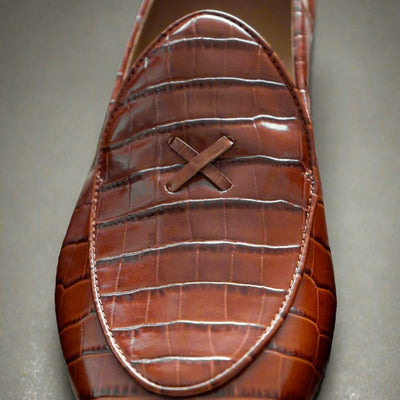 Del Toro Shoes Men's Cognac Full Croc Milano Loafer