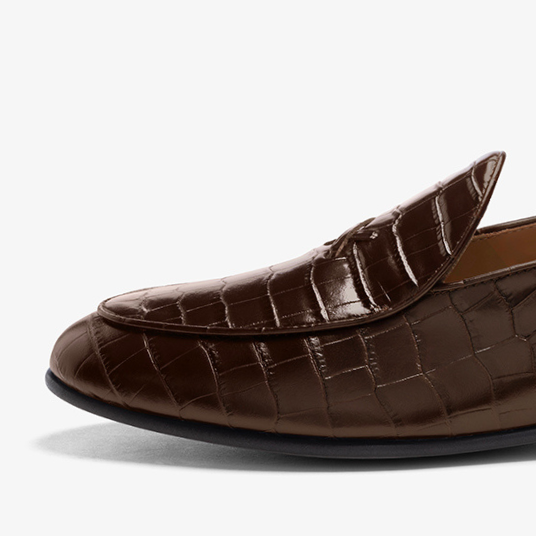 Del Toro Shoes Men's Chocolate Full Croc Milano Loafer