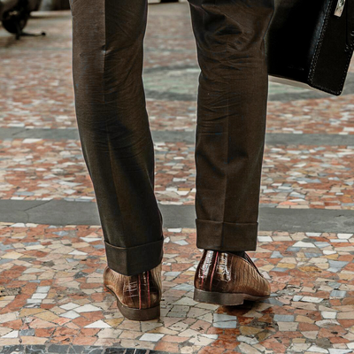 Del Toro Shoes Men's Chocolate Full Croc Milano Loafer