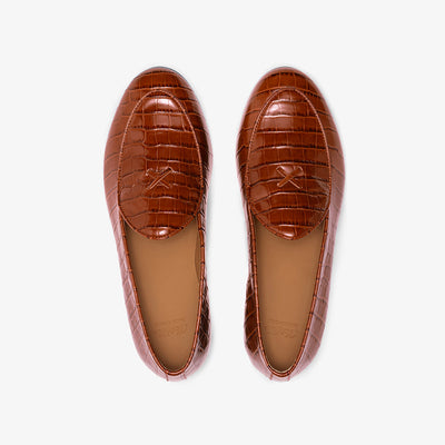 Del Toro Shoes Men's Cognac Full Croc Milano Loafer
