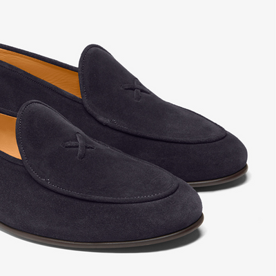 Del Toro Shoes Men's Navy Suede Milano Loafer