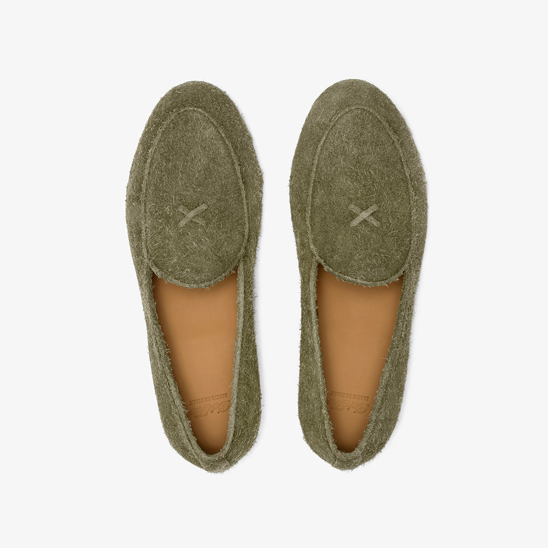 Del Toro Shoes Men's Olive Textured Suede Milano Loafer