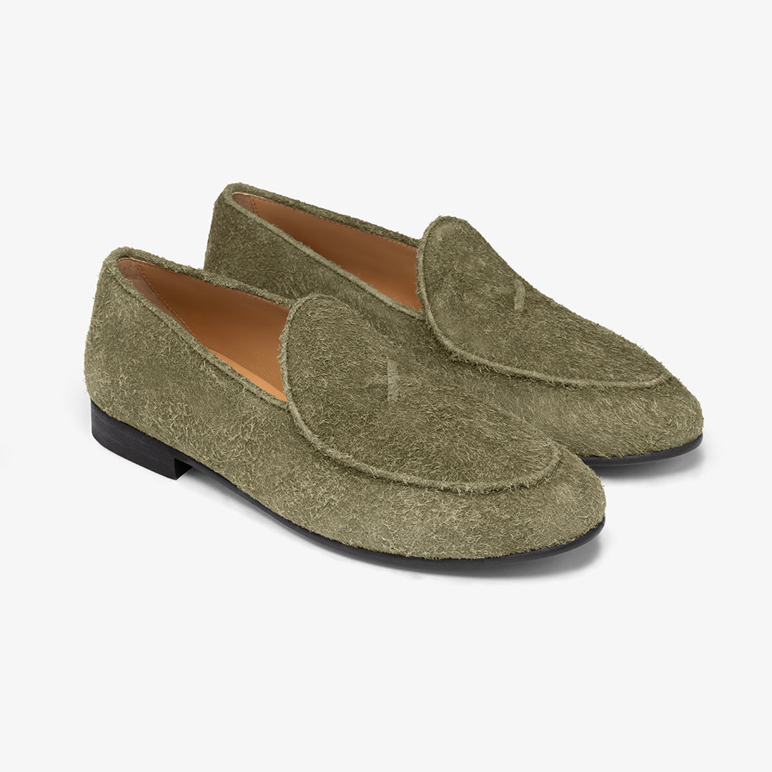 Del Toro Shoes Men's Olive Textured Suede Milano Loafer