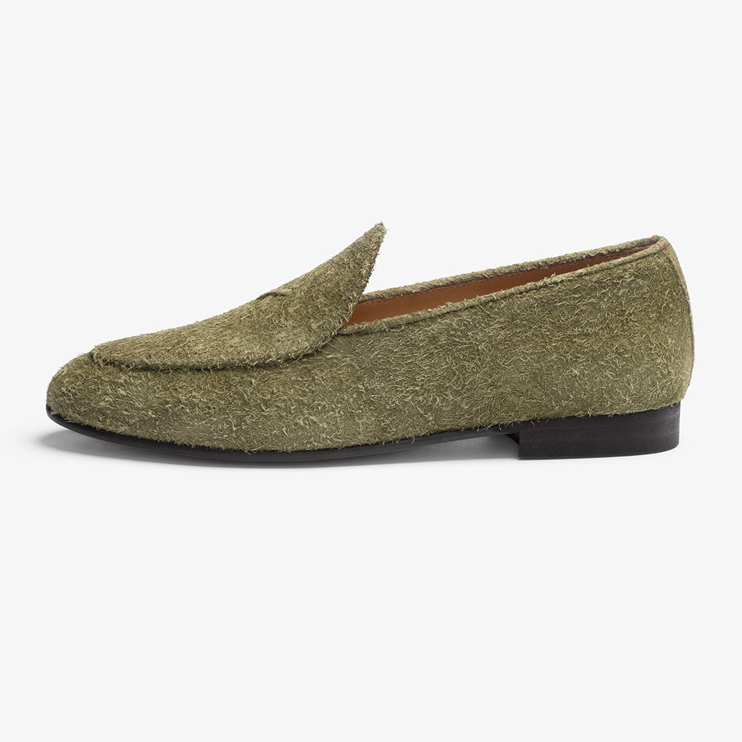 Del Toro Shoes Men's Olive Textured Suede Milano Loafer