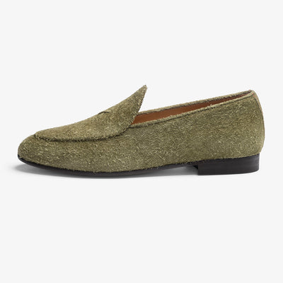 Del Toro Shoes Men's Olive Textured Suede Milano Loafer