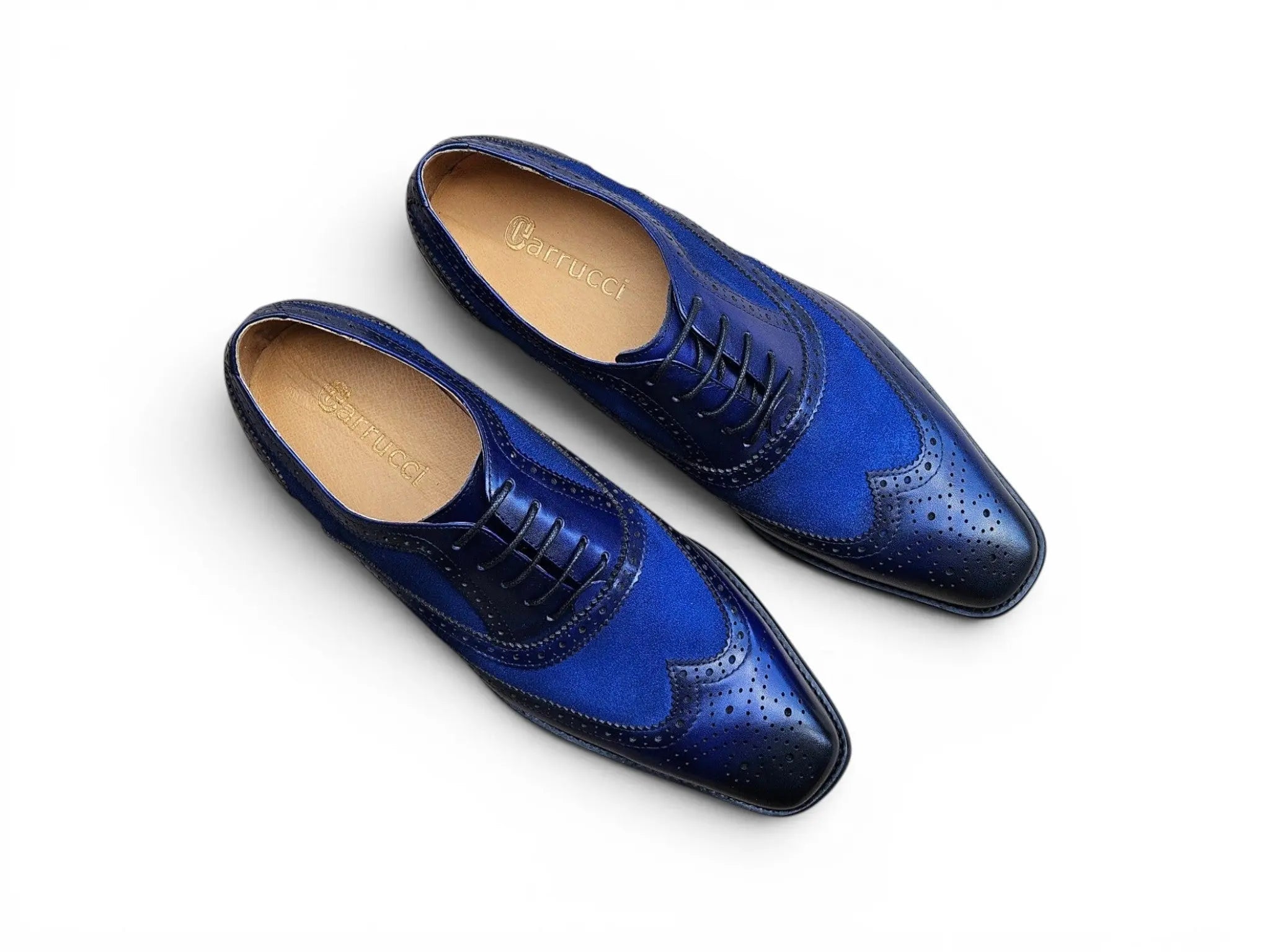 Carrucci Shoes Men's Wingtip Oxford Leather And Suede KS509 25SC
