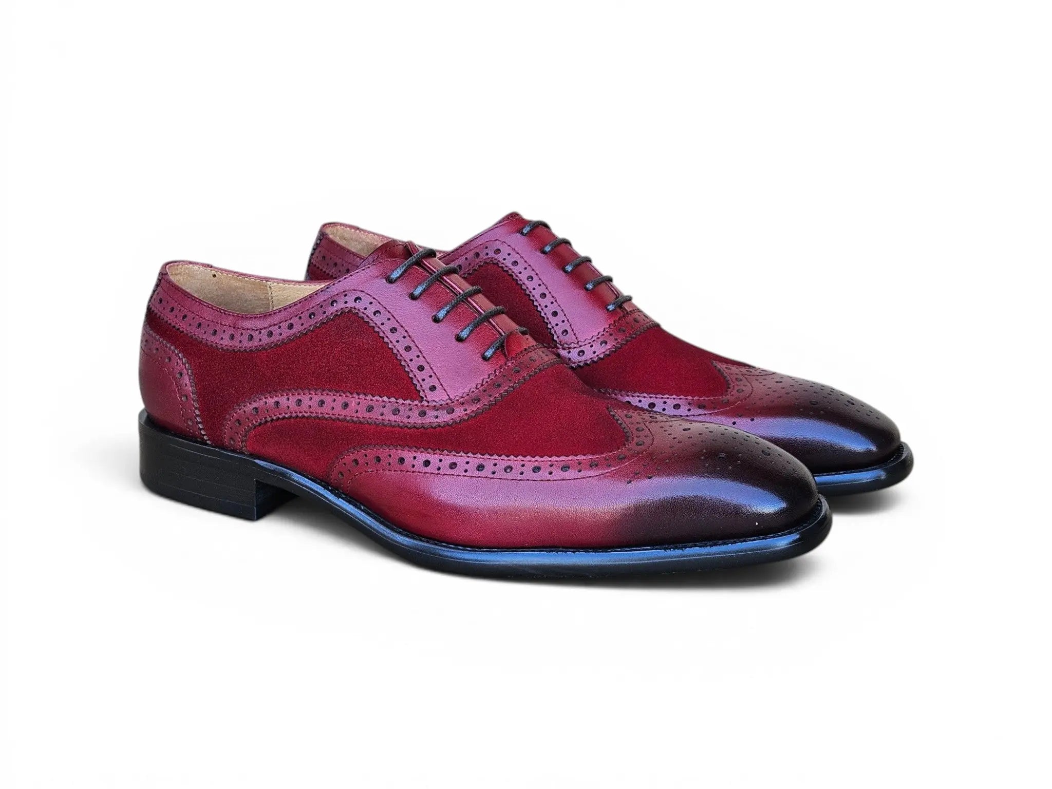 Carrucci Shoes Men's Wingtip Oxford Leather And Suede KS509 25SC