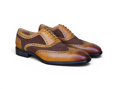 Carrucci Shoes Men's Wingtip Oxford Leather And Suede KS509 25SC