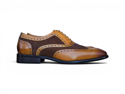 Carrucci Shoes Men's Wingtip Oxford Leather And Suede KS509 25SC