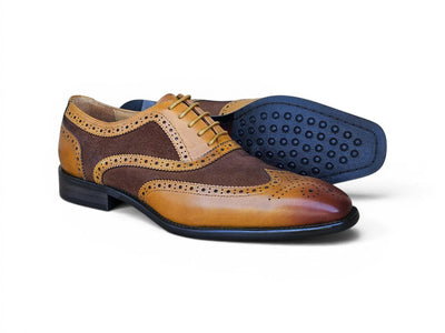 Carrucci Shoes Men's Wingtip Oxford Leather And Suede KS509 25SC