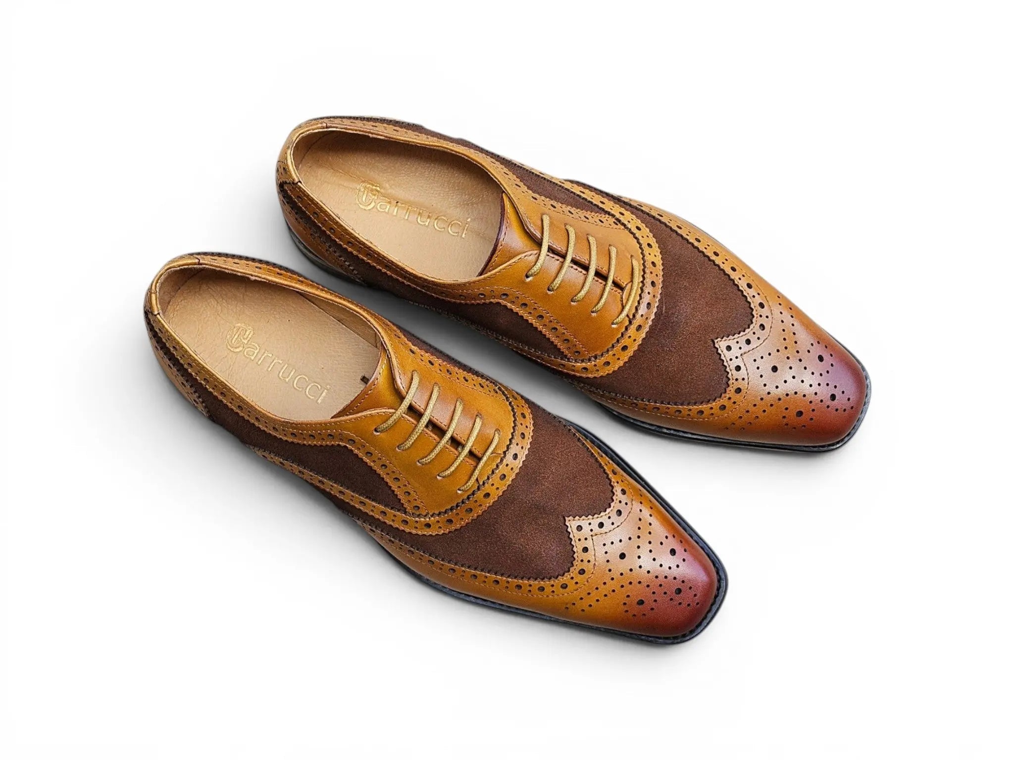 Carrucci Shoes Men's Wingtip Oxford Leather And Suede KS509 25SC