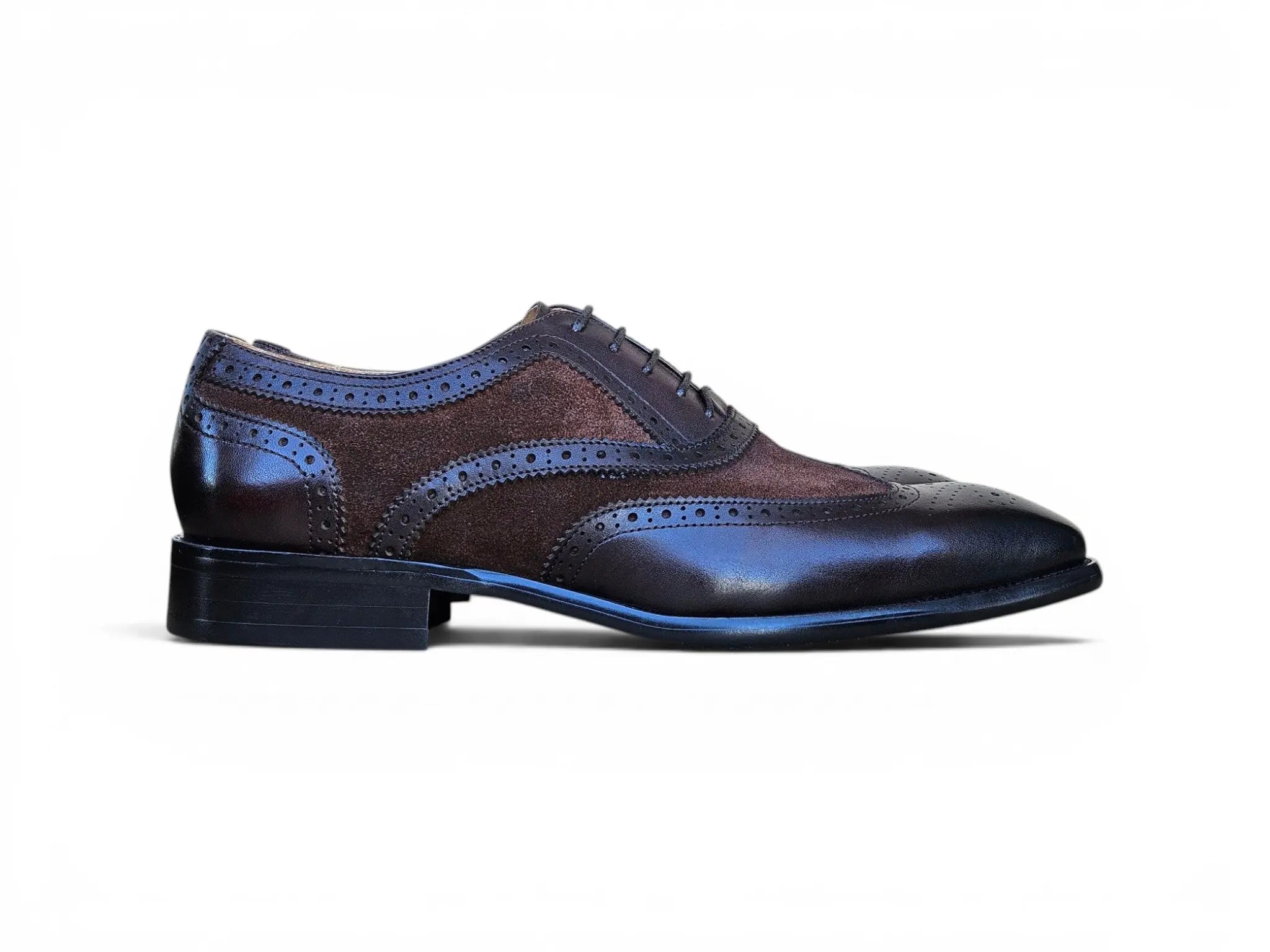 Carrucci Shoes Men's Wingtip Oxford Leather And Suede KS509 25SC