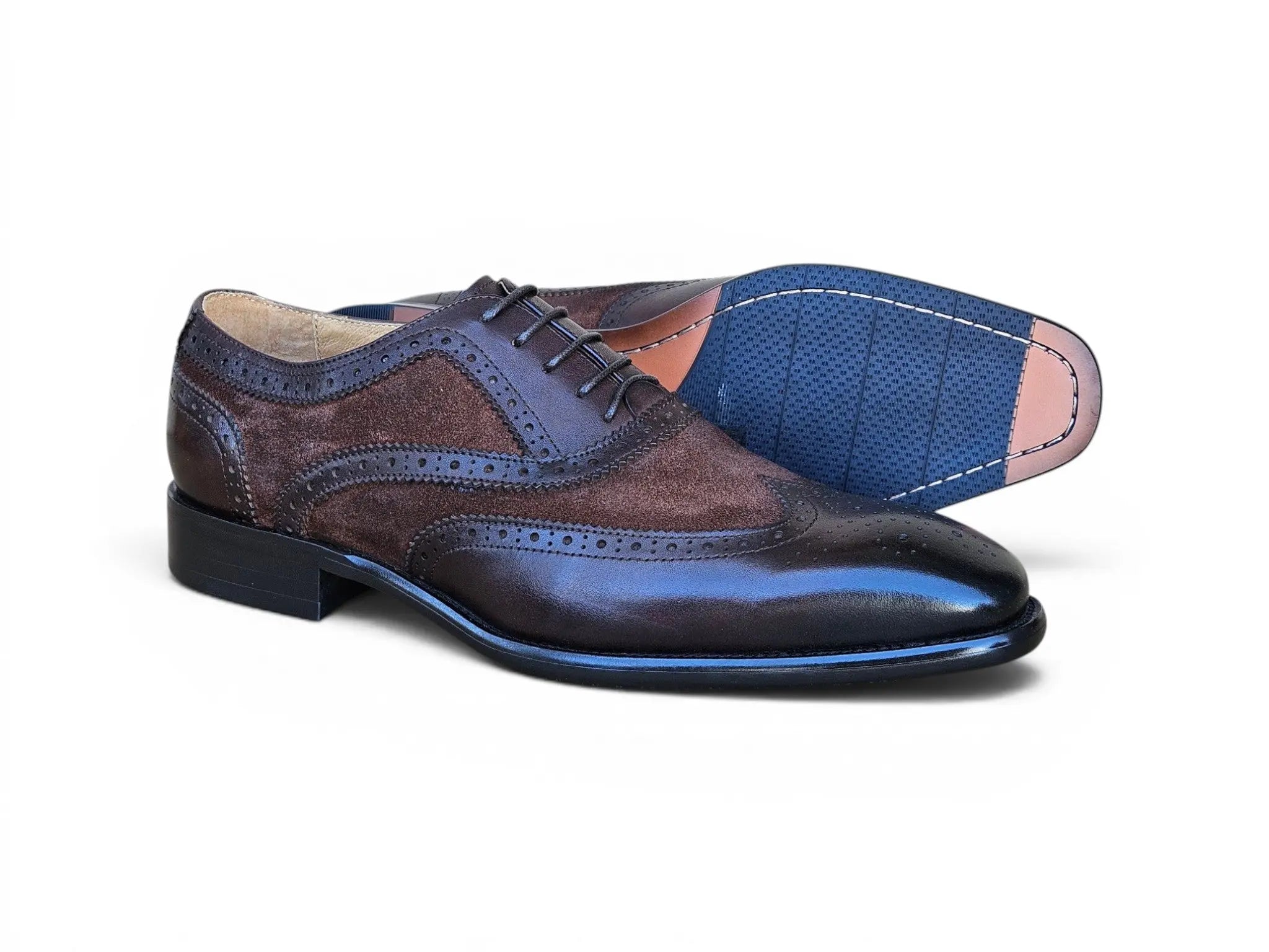 Carrucci Shoes Men's Wingtip Oxford Leather And Suede KS509 25SC