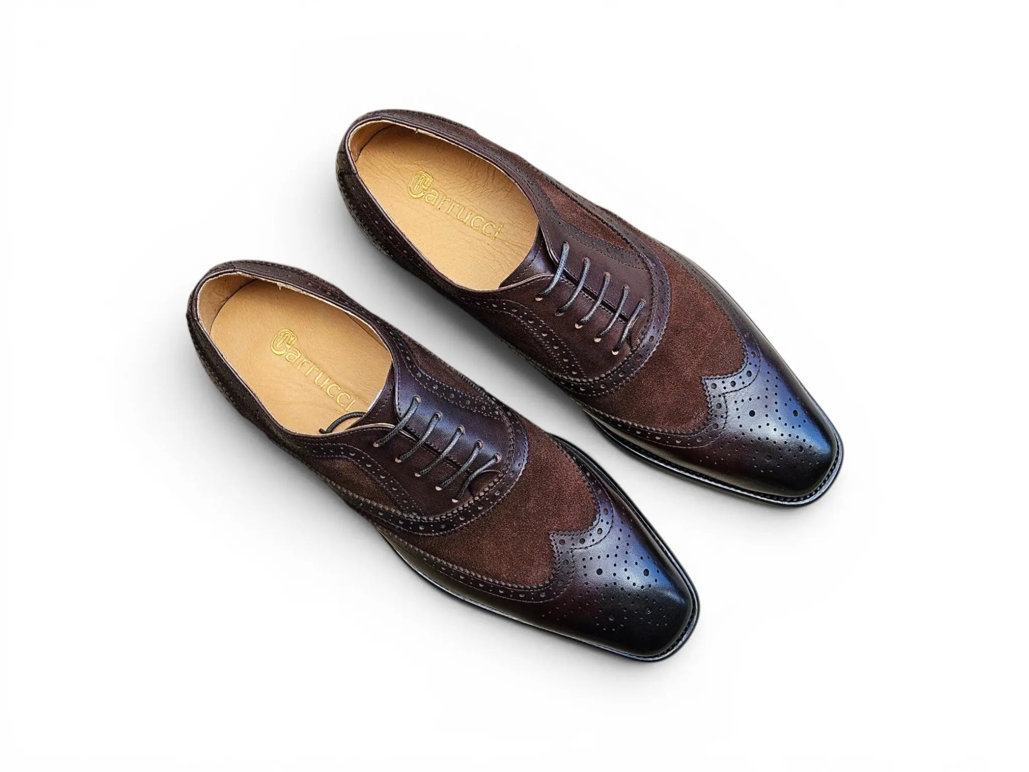 Carrucci Shoes Men's Wingtip Oxford Leather And Suede KS509 25SC