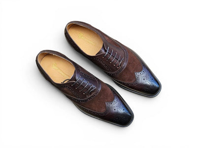 Carrucci Shoes Men's Wingtip Oxford Leather And Suede KS509 25SC