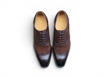 Carrucci Shoes Men's Wingtip Oxford Leather And Suede KS509 25SC