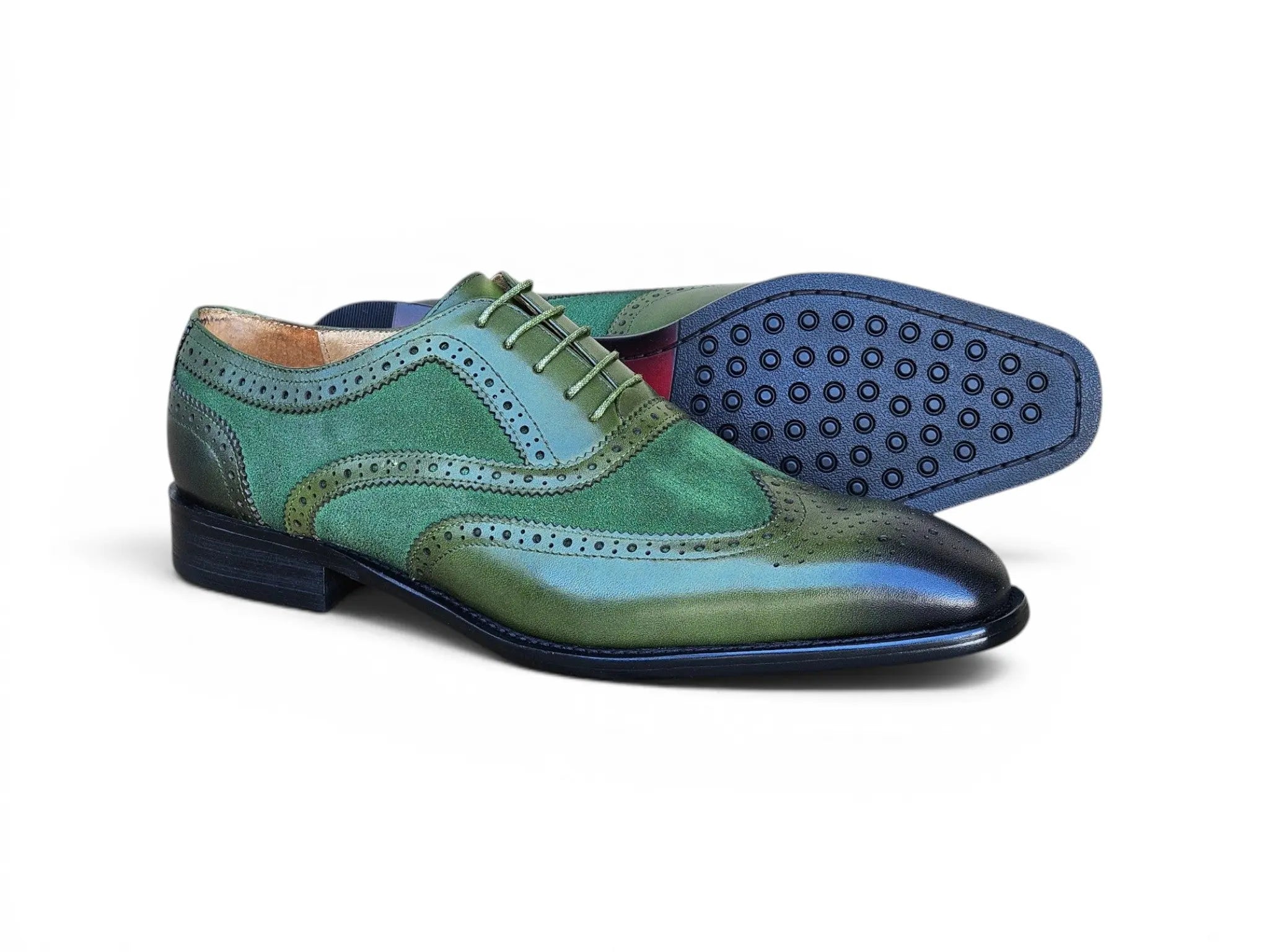 Carrucci Shoes Men's Wingtip Oxford Leather And Suede KS509 25SC