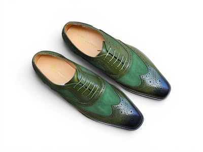 Carrucci Shoes Men's Wingtip Oxford Leather And Suede KS509 25SC