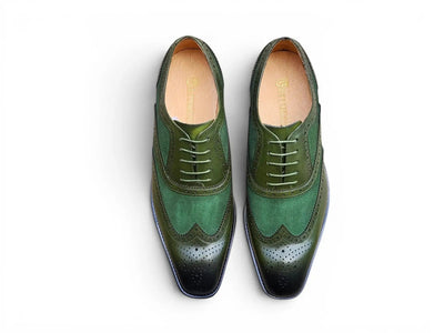 Carrucci Shoes Men's Wingtip Oxford Leather And Suede KS509 25SC