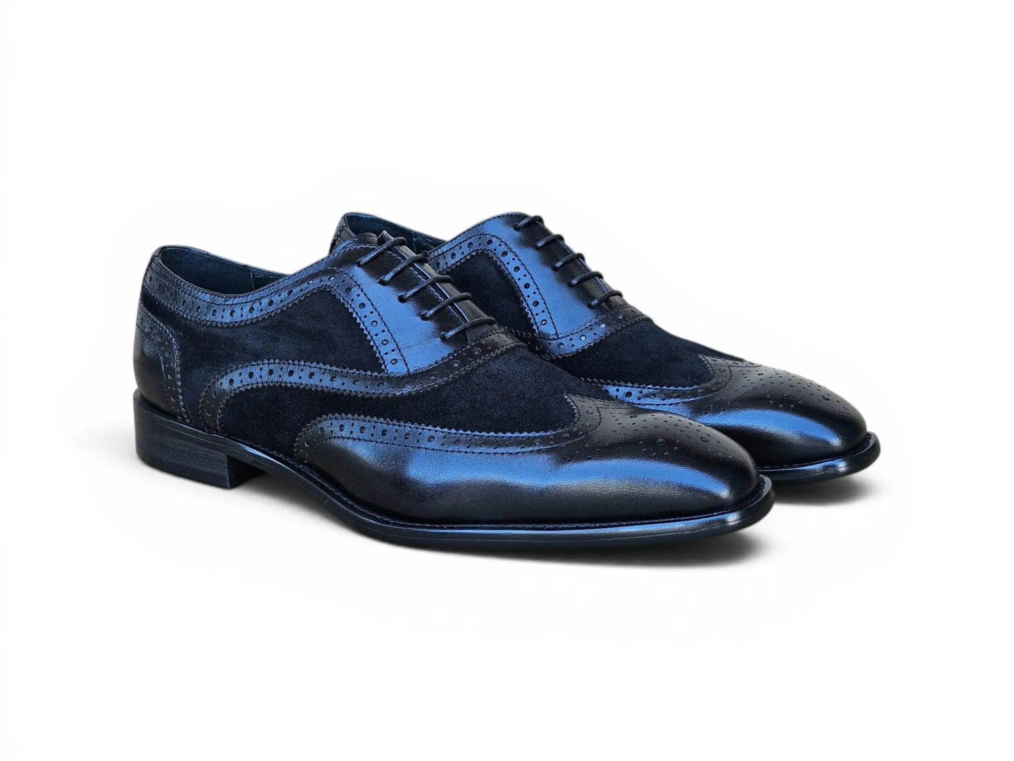 Carrucci Shoes Men's Wingtip Oxford Leather And Suede KS509 25SC
