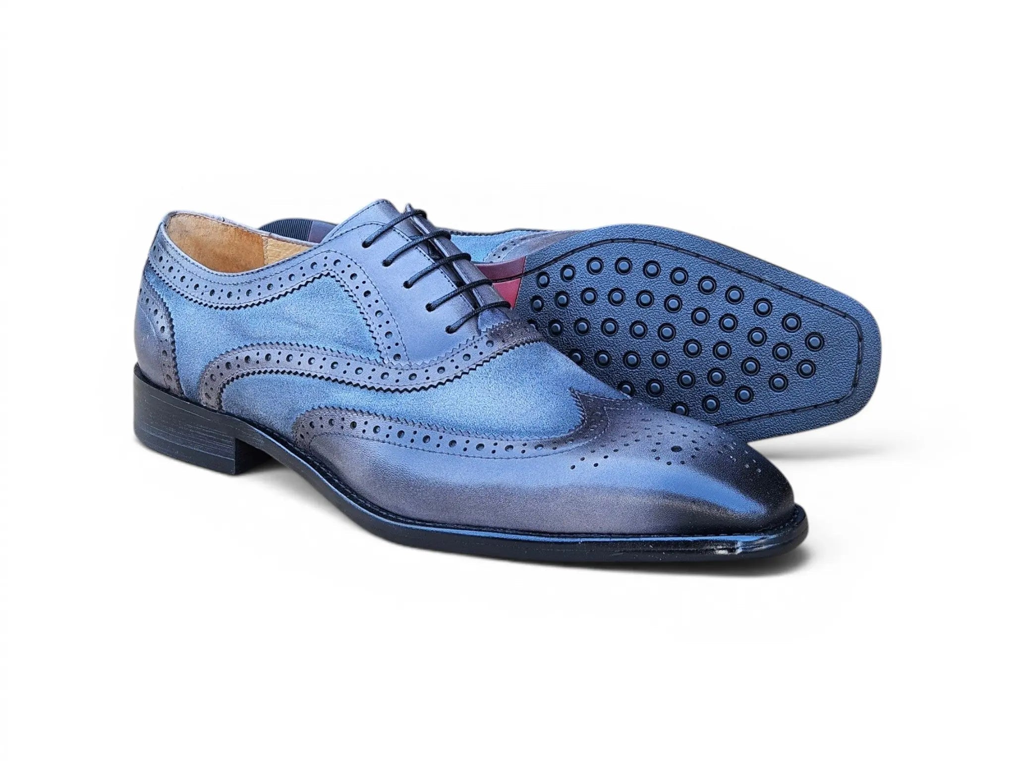 Carrucci Shoes Men's Wingtip Oxford Leather And Suede KS509 25SC