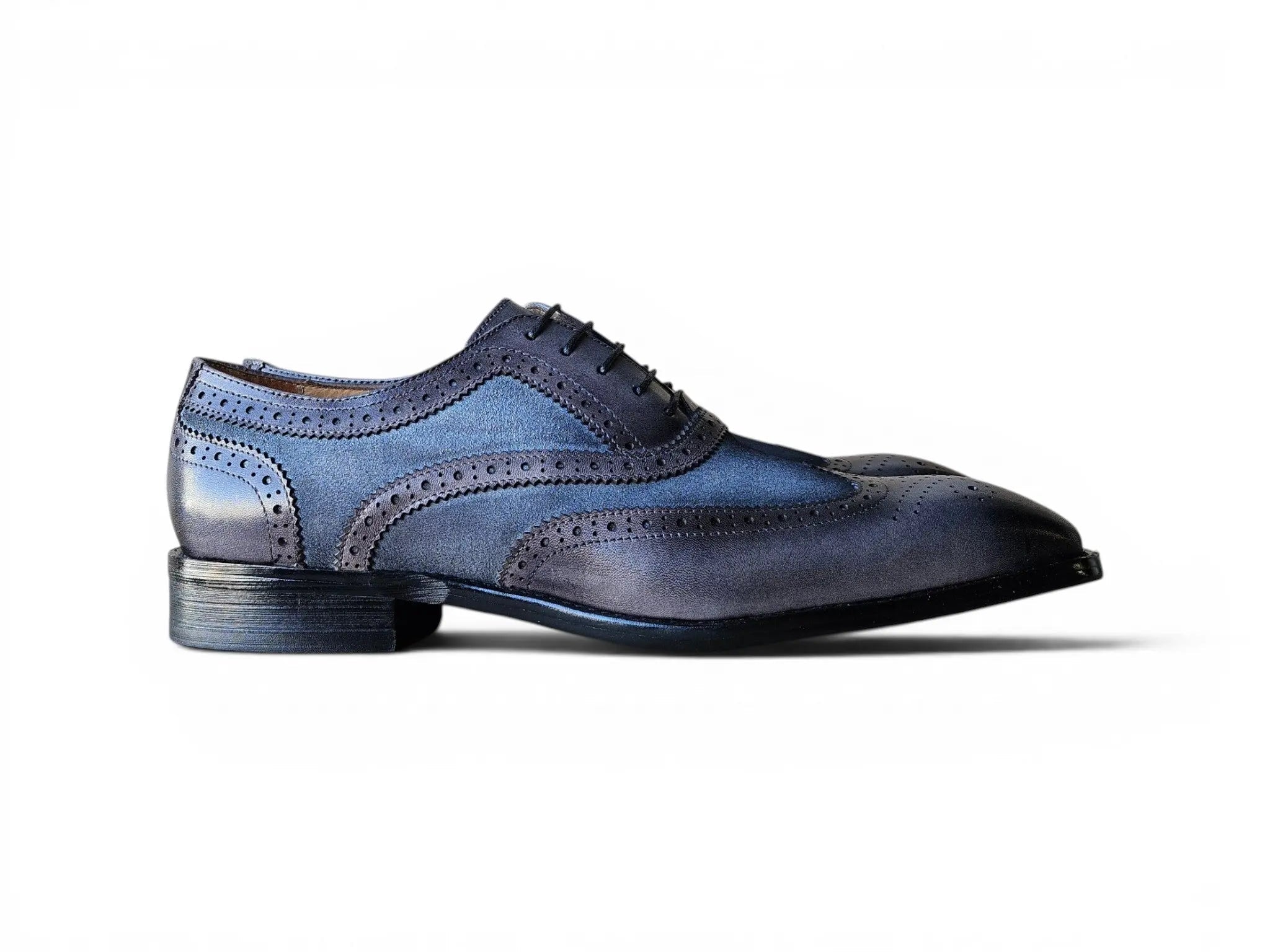 Carrucci Shoes Men's Wingtip Oxford Leather And Suede KS509 25SC