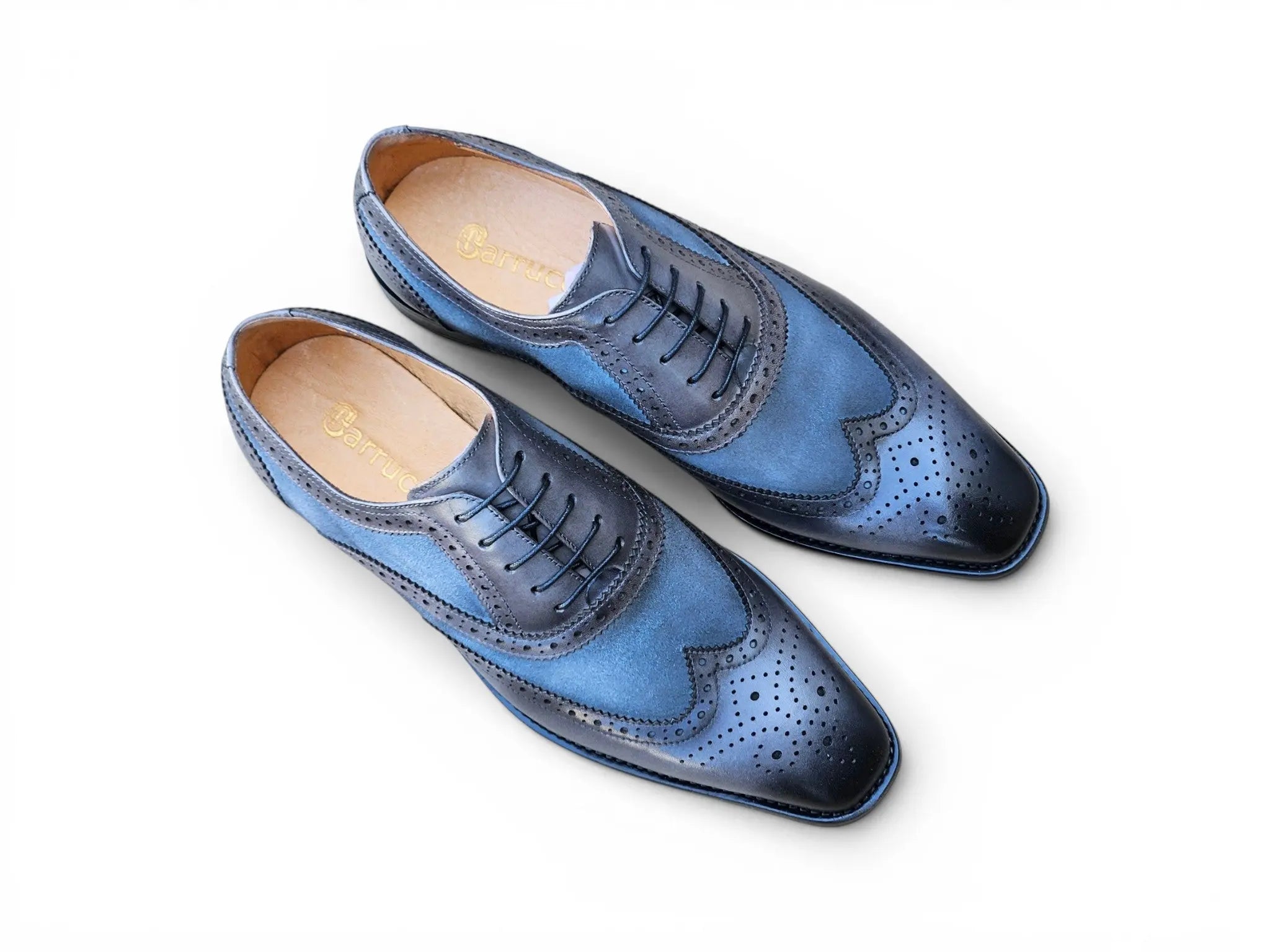 Carrucci Shoes Men's Wingtip Oxford Leather And Suede KS509 25SC
