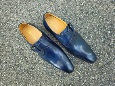 Carrucci Shoes Monk Strap Buckle Leather Loafer Burnished Finish view 15