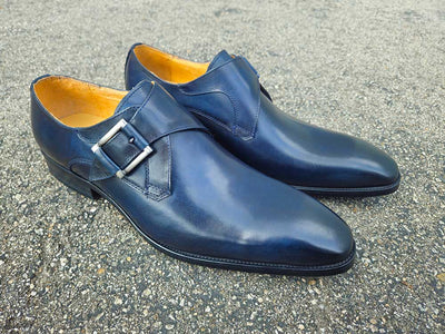 Carrucci Shoes Monk Strap Buckle Leather Loafer Burnished Finish view 16