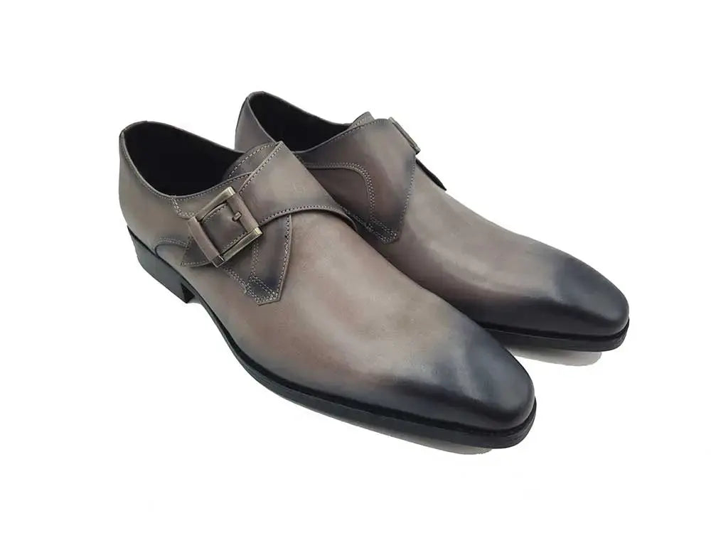Carrucci Shoes Monk Strap Buckle Leather Loafer Burnished Finish view 6