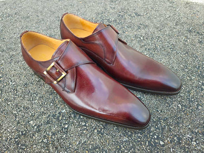 Carrucci Shoes Monk Strap Buckle Leather Loafer Burnished Finish view 19