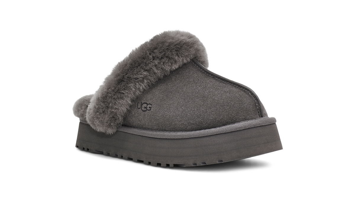 UGG Disquette Womens Platform Slippers — Charcoal Suede