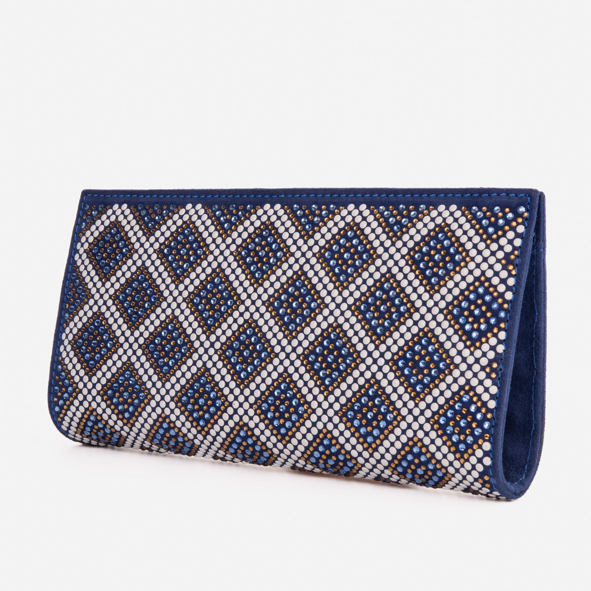 Vinci Leather The Nampula Sax Blue Glitter Suede Leather Small Clutch – product view 1
