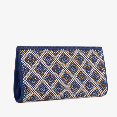 The Nampula Sax Blue Glitter Suede Leather Small Clutch