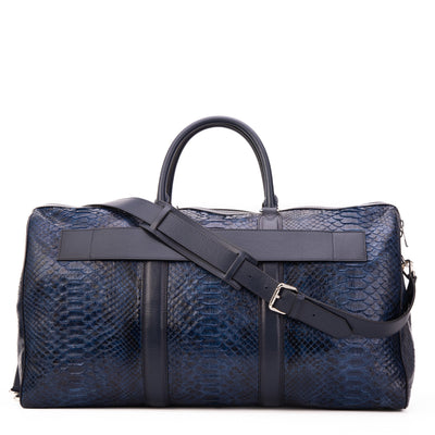 The Velar Navy Hand-Painted Python Leather Weekender Bag