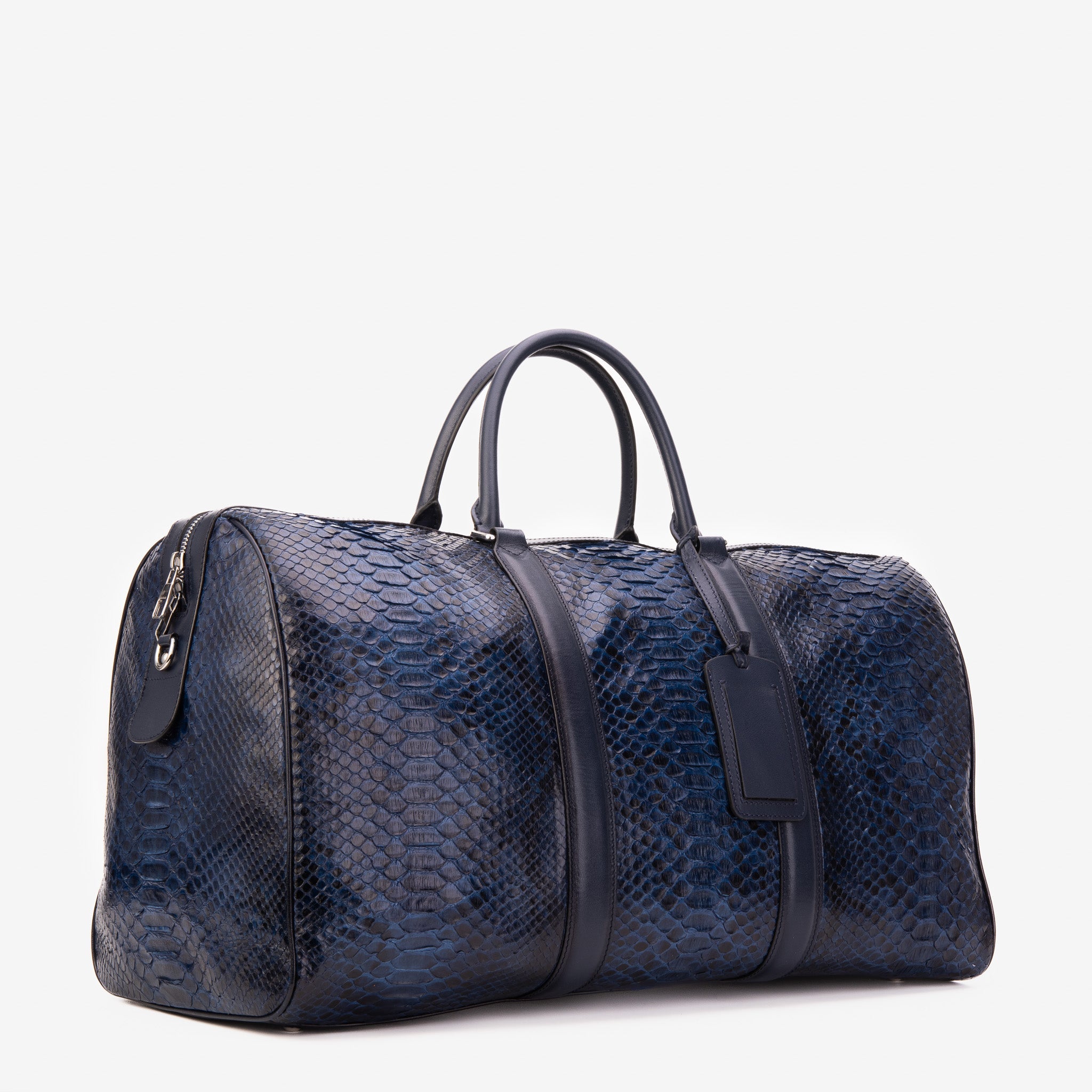 The Velar Navy Hand-Painted Python Leather Weekender Bag