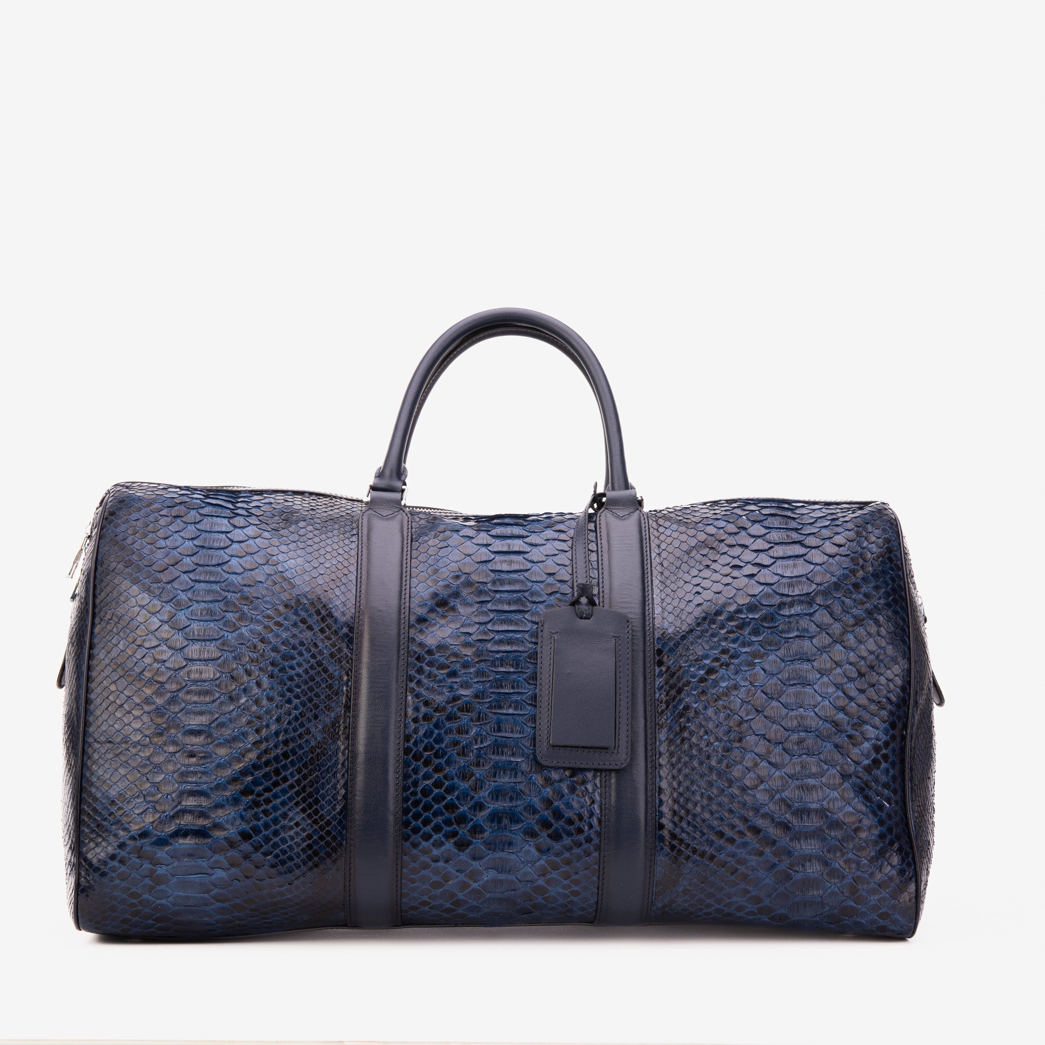 The Velar Navy Hand-Painted Python Leather Weekender Bag